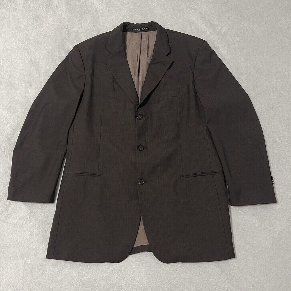 Hugo Boss Einstein Sigma Brown Wool Blazer Jacket 42R Guabello Super 130s USA